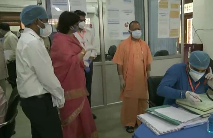 Uttar Pradesh CM Yogi Adityanath at Covid-19 control centre