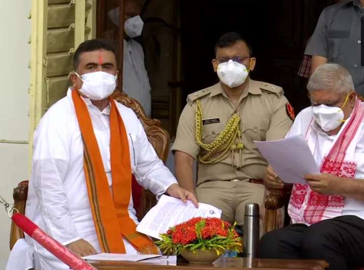 Governor jagdeep dhankhar meeting bjp delegation, bjp delegation suvendu adhikari, suvendu adhikari 