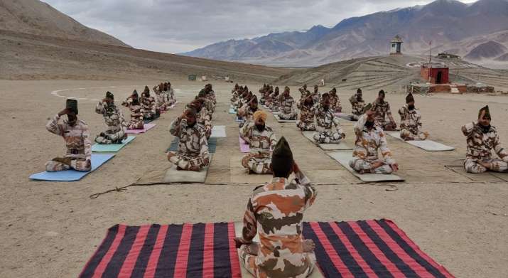International Yoga day: ITBP performs Yoga at 18,000ft icy