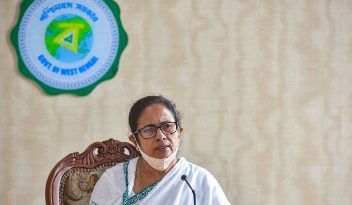 West Bengal CM Mamata Banerjee during a press conference,