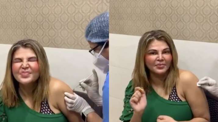 Video: Rakhi Sawant receives first shot of Covid-19 vaccine, sings song from her new music video