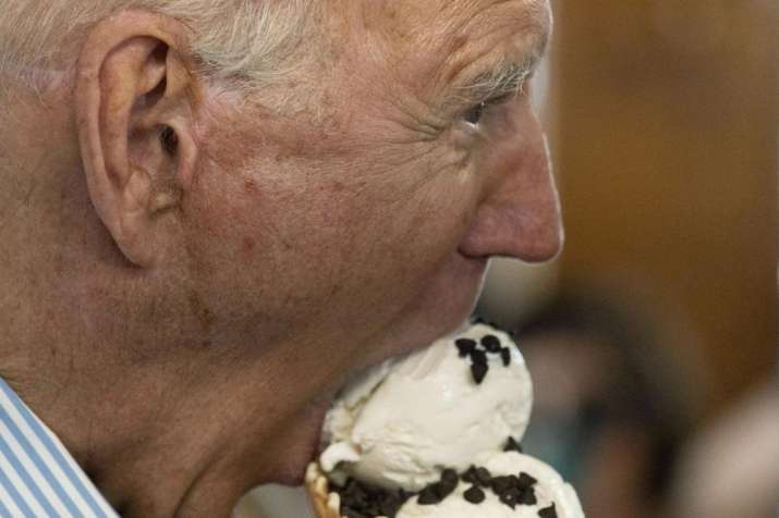 India Tv - President Joe Biden tastes ice cream at Mummers Homemade Ice Cream in Traverse City, Mich., Saturday, July 3, 2021.