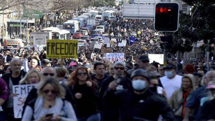 Sydney Lockdown Australia People Protest Against Restrictions Photos World News India Tv