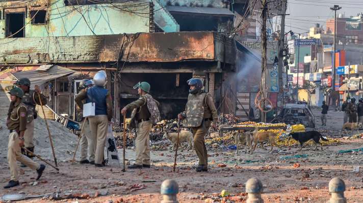 The person was accused of unlawful assembly and looting of