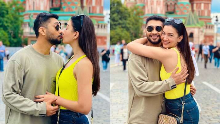 Gauahar Khan, Zaid Darbar fills the air with hugs and kisses on their honeymoon in Moscow; see pics