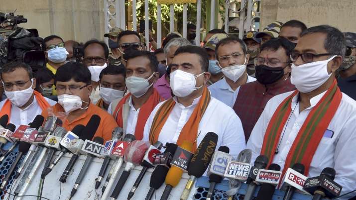 Leader of Opposition Suvendhu Adhikari along with BJP MLAs