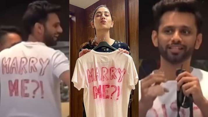 Rahul Vaidya's girlfriend Disha Parmar flaunts 'marry me' t-shirt, Bigg Boss 14 contestant wants to 