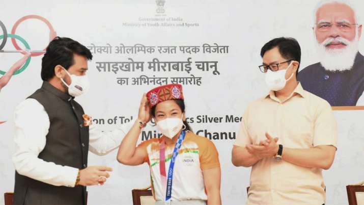 Rajat with Union Ministers Anurag Thakur and Kiran Rijiju