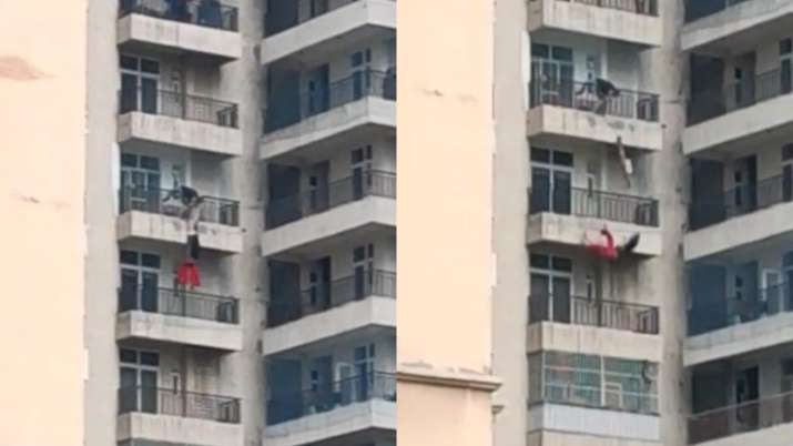 Ghaziabad Woman Crossings Republik Suicide Video Caught On Camera Falls From 9th Floor Fight With Husband India News India Tv