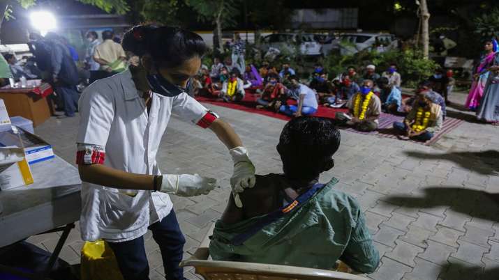 A man gets COVID-19 vaccine during a special vaccination