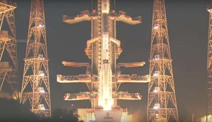 GSLV-F10 carrying earth observation satellite EOS-03 lifts