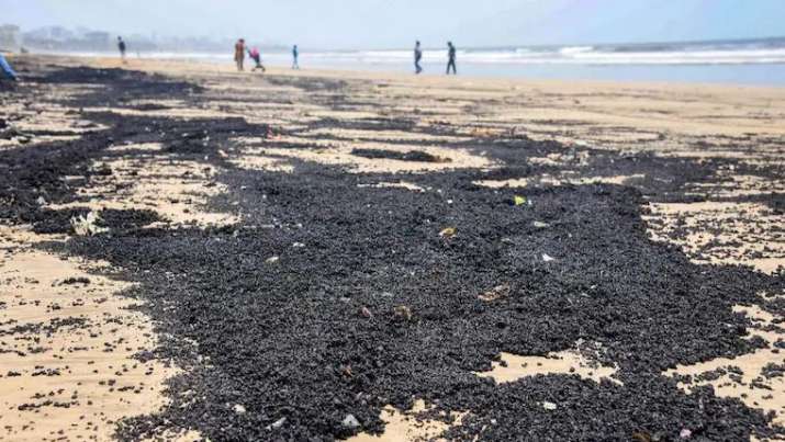 Mumbai's Juhu beach sand turns black following oil spill