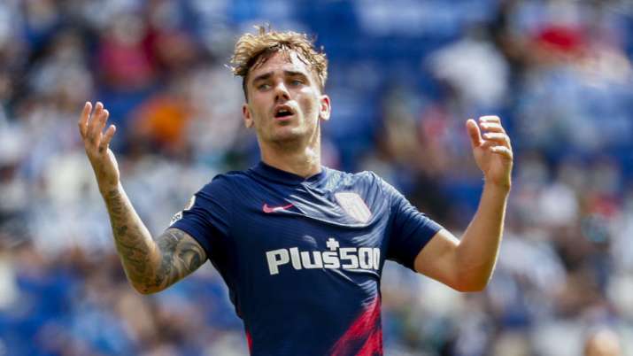 Atletico Madrid's Antoine Griezmann gestures during the