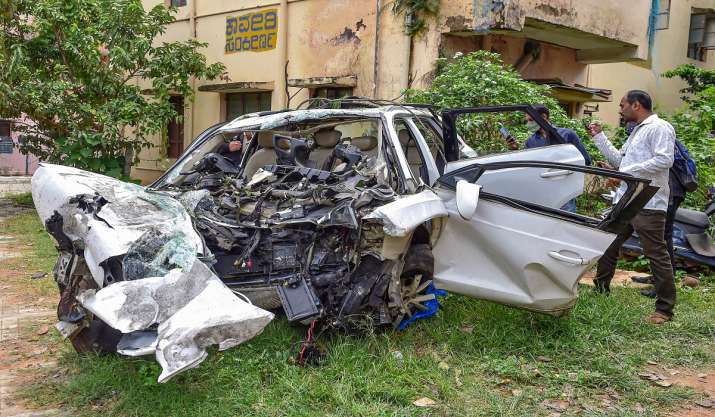 The vehicle narrowly missed hitting a food delivery boy.