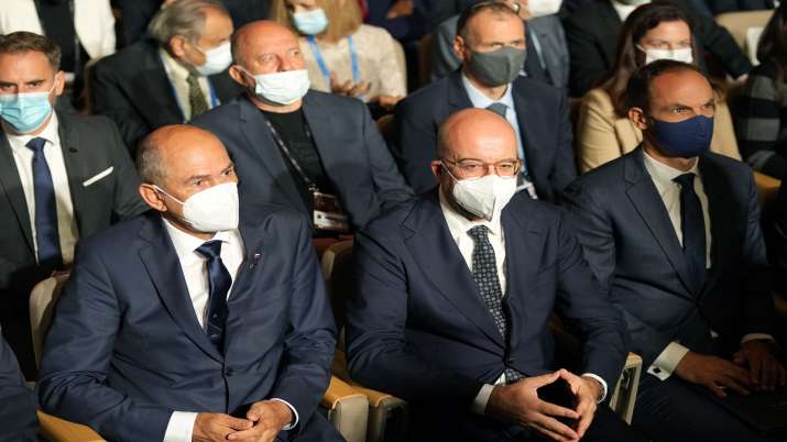 Slovenia's Prime Minister Janez Jansa, left, and European