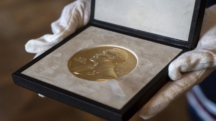 A view of the medal to be presented to Nobel Laureate in