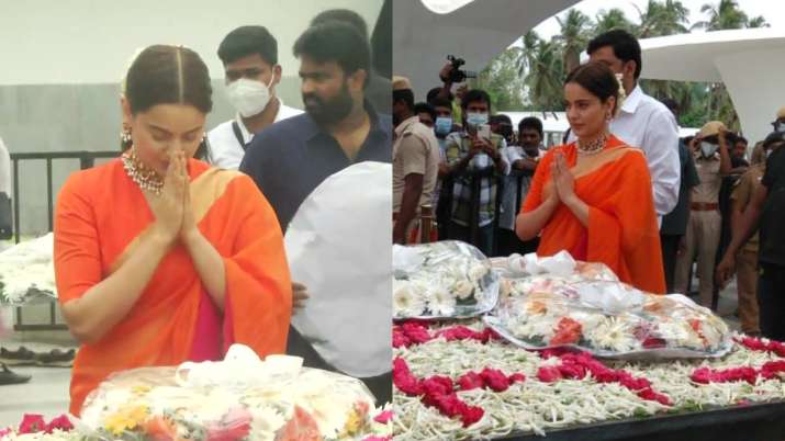 Thalaivi: Kangana Ranaut pays tribute at former CM Jayalalithaa's memorial ahead of film's release