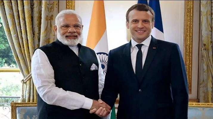 PM Narendra Modi with French President Emmanuel Macron