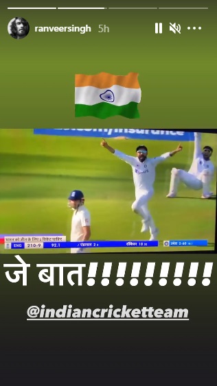 India Tv - Ranveer Singh, Anushka Sharma cheer for Virat Kohli Indian cricket team on their historic win 