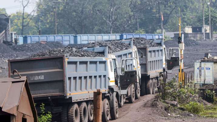 Coal transportation in progress in coal mines of