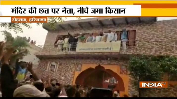 Rohtak: BJP leaders, watching PM Modi's Kedarnath programme live, held hostage by farmers