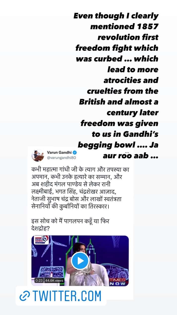 India Tv - 'Jaa aur ro ab': Kangana Ranaut reacts to backlash on her 'got freedom in 2014' comment