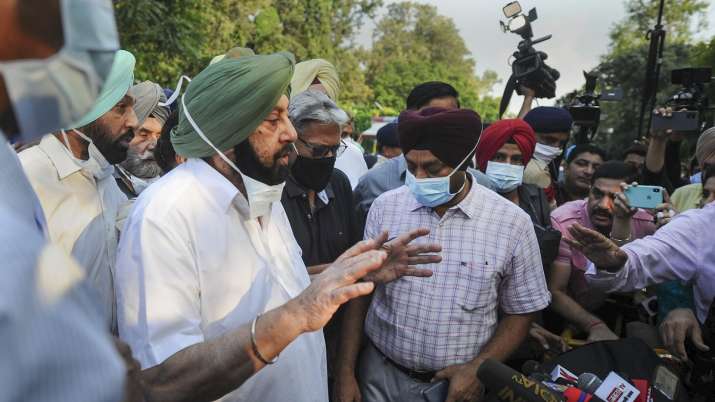 Captain Amarinder Singh speaks to media after submitting
