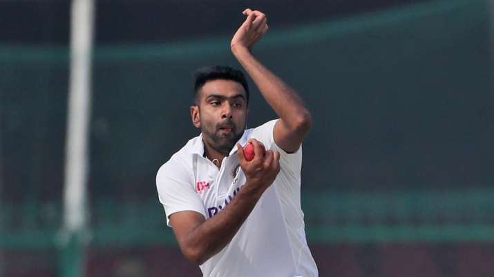 India's Ravichandaran Ashwin bowls during the day five of their first test cricket match with New Ze