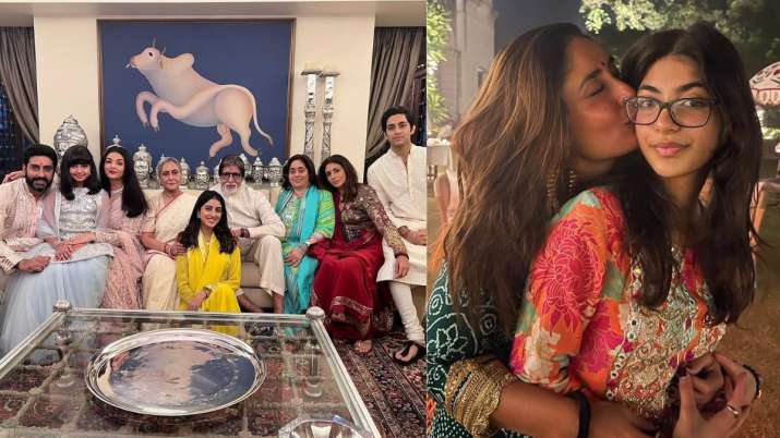 Diwali Bash 21 Aishwarya Rai Poses With Bachchan Clan While Kareena Kapoor Plants Kiss On Niece In New Pics Celebrities News India Tv