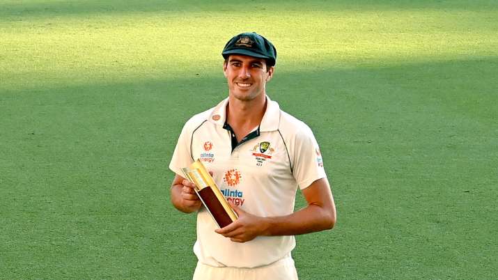Pat Cummins of Australia wins the player of the series after day five of the 4th Test Match in the s