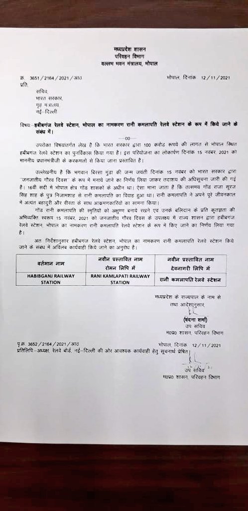 India Tv - Madhya Pradesh government, mp govt writes to Centre, Habibganj railway station, abibganj railway sta