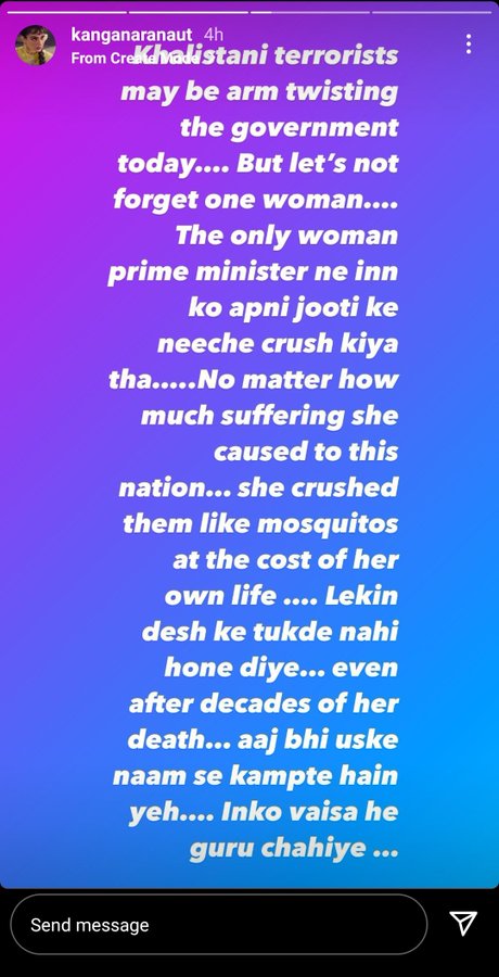 India Tv - Kangana Ranaut Instagram story