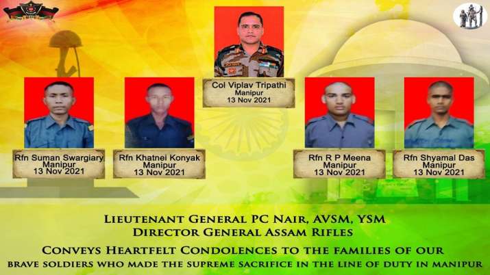 India Tv - The incident occurred while commanding officer Col Viplav Tripathi was returning from one of his Coy posts along the Myanmar border. 
 