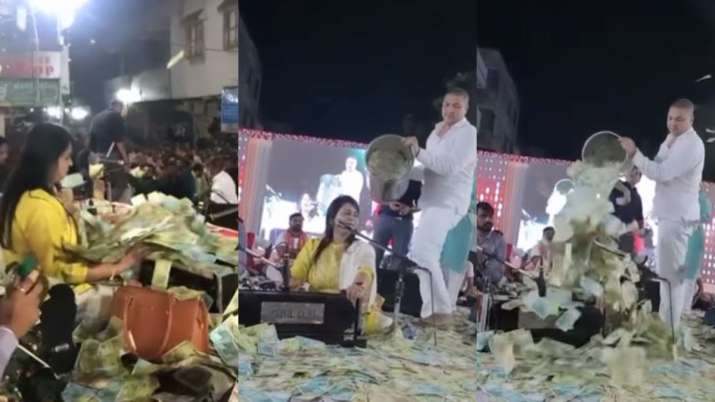 'Money Rain': Gujarati folk singer showers bucketful of money in viral video