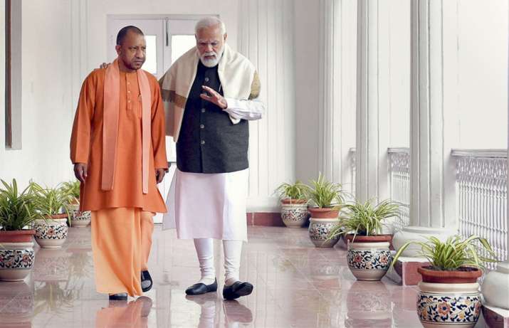 Yogi Adityanath with PM Modi