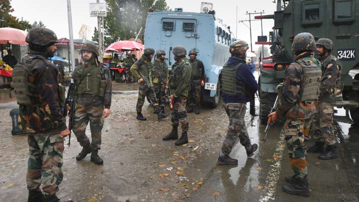 Soldiers during a search operation in Srinagar. 