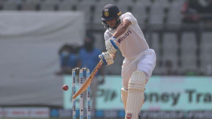 India's Shubman Gill plays shot during the start of the Day 1 of 2nd Test against New Zealand in Mum