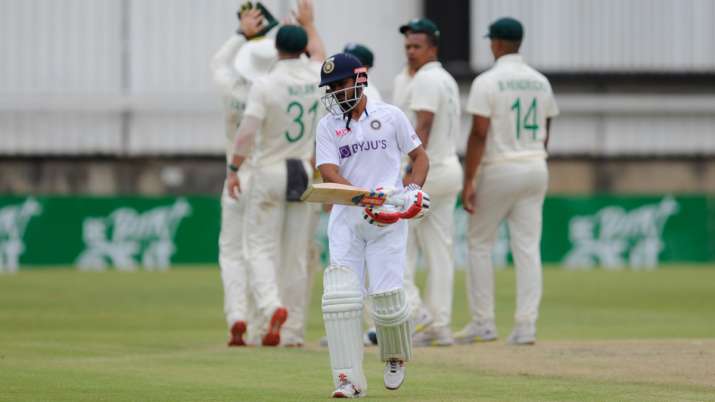 Glenton Stuurman of South Africa A celebrating Priyank Panchal (captain) of India A out for 0 on Day