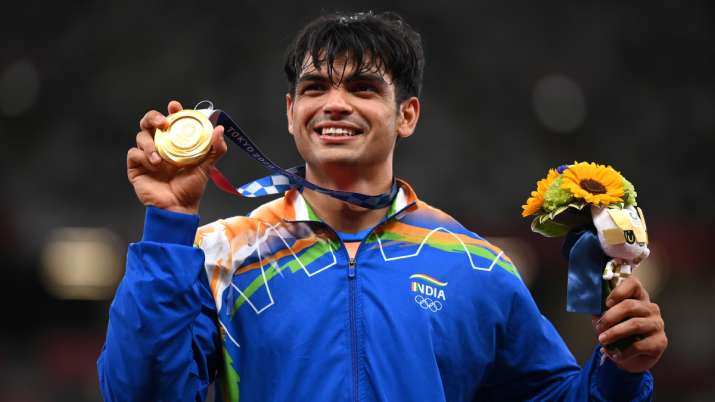 India Tv - Neeraj Chopra poses with a gold medal at the medal ceremony of Tokyo Olympics 2020.  (file photo)