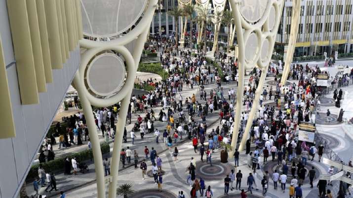 People celebrate the UAE 50th National Day, at EXPO 2020