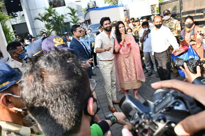 India Tv - Vicky and Katrina's first public appearance as husband and wife post wedding