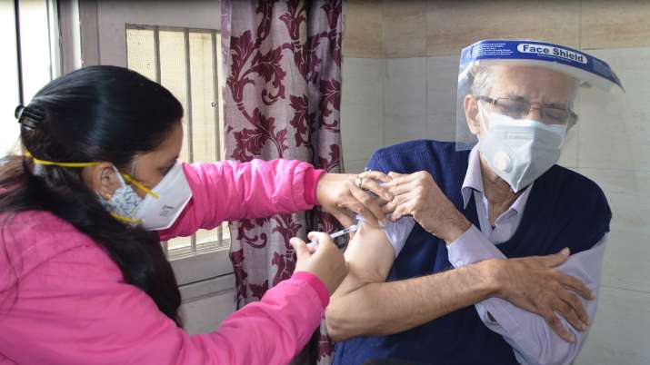 Gurugram: A health worker administers a dose of Covid-19