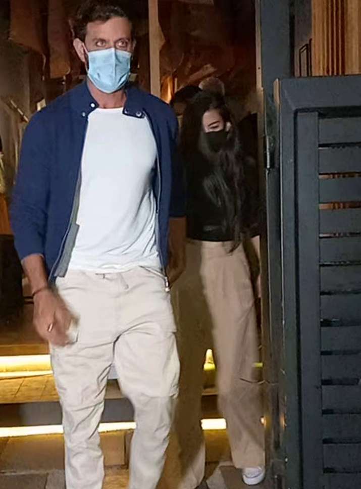 India Tv - Hrithik Roshan and Saba Azad were spotted on a dinner date with the Mystery Girl actor