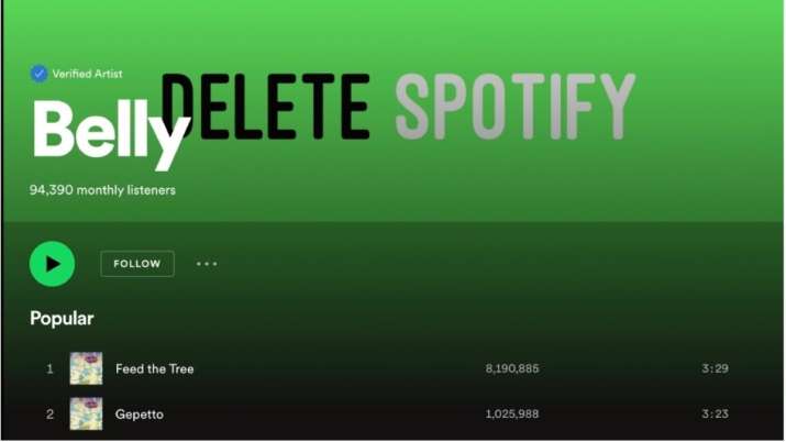 The message “Delete Spotify” mysteriously appears on Spotify itself