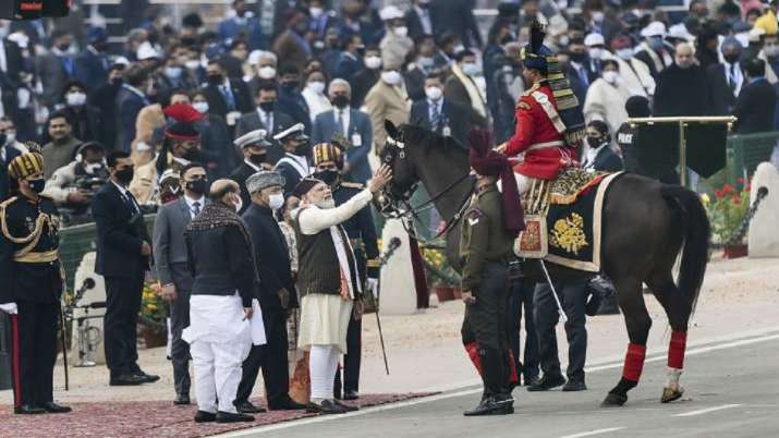 Republic day parade 2022, beating retreat ceremony 2022, Rajpath, President Bodyguard PBG, Virat, el