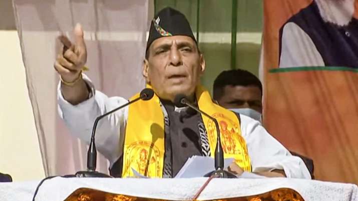 UP elections 2022 Rajnath Singh rally Uttar pradesh says those involved in appeasement politics can't be 'Samajwadi' - Vimarsana News