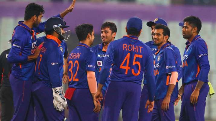 Indian cricket team celebrating win against West Indies in 2nd T20I