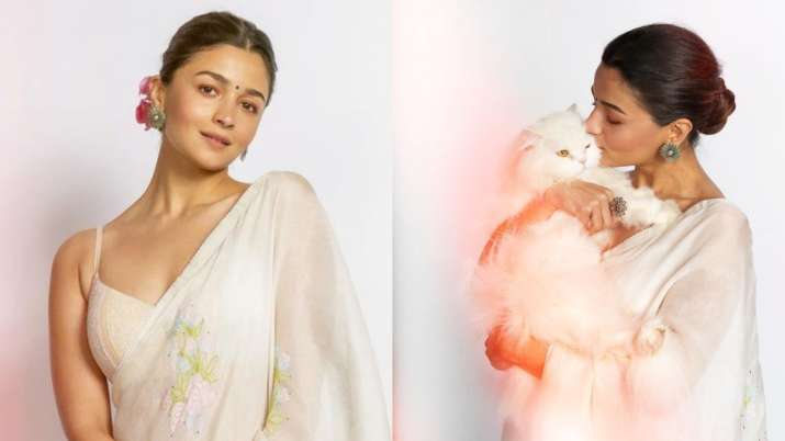 Gangubai Kathiawadi: Alia Bhatt’s cat Edward joins her for promotions, actress stuns in white saree