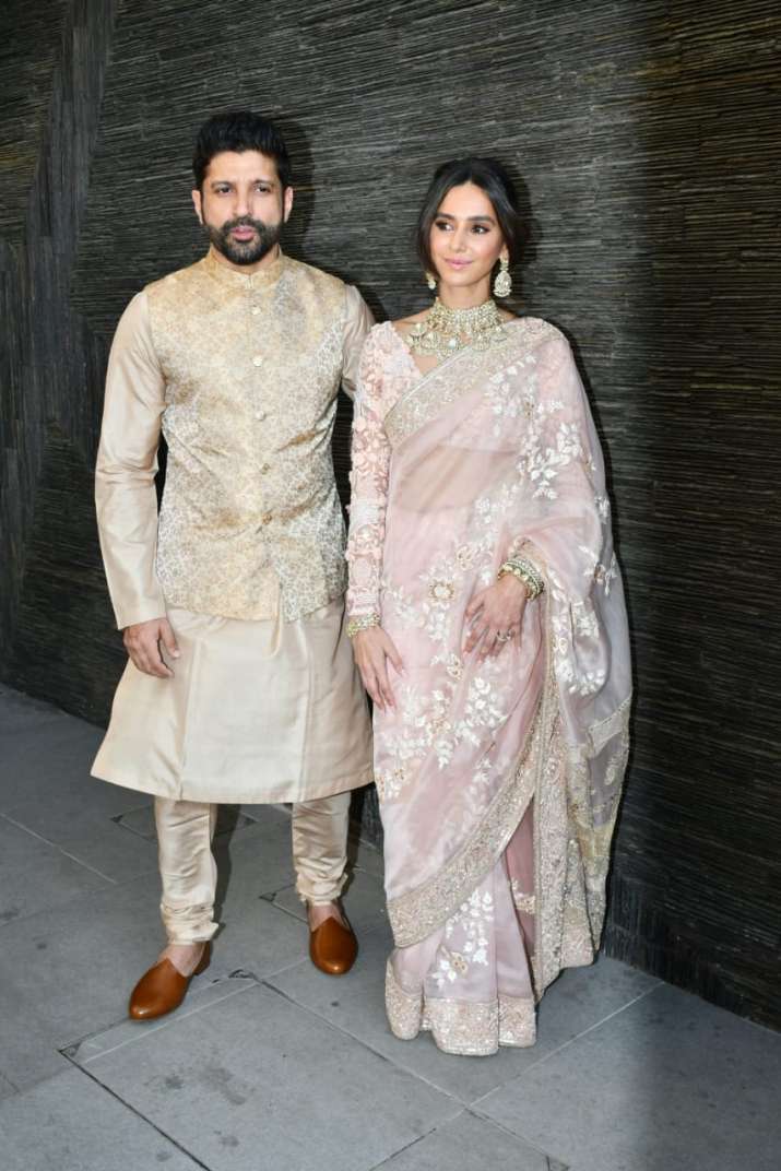 India Tv - Farhan and Shibani twin in pink as they make first public appearance as husband and wife