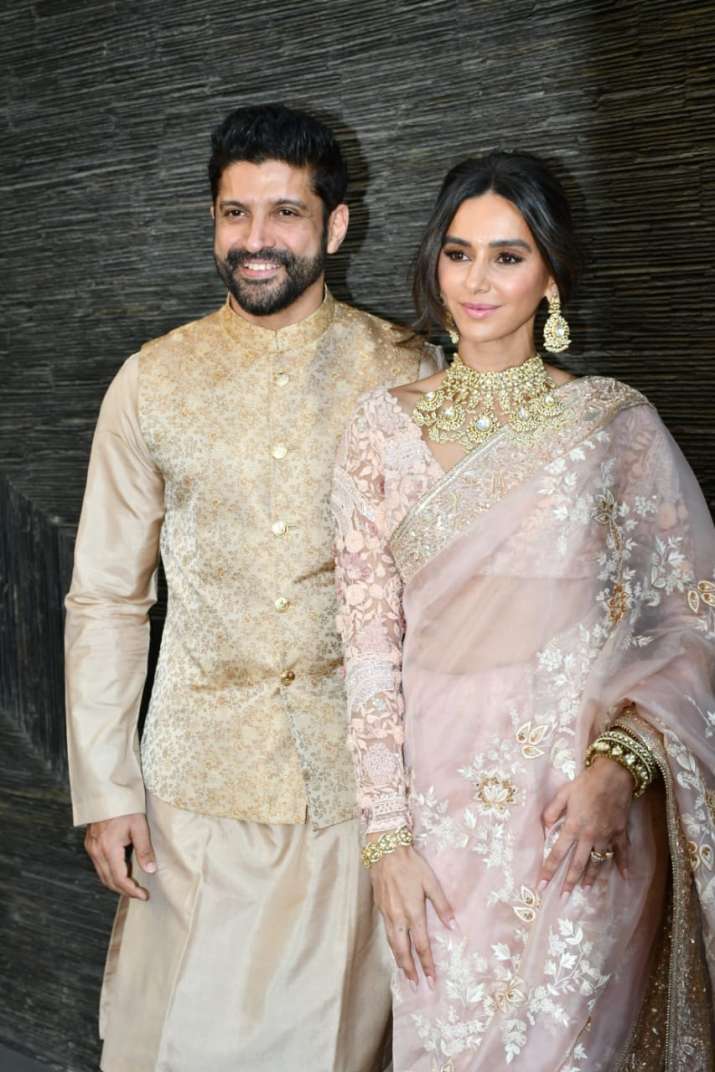India Tv - Farhan and Shibani twin in pink as they make first public appearance as husband and wife